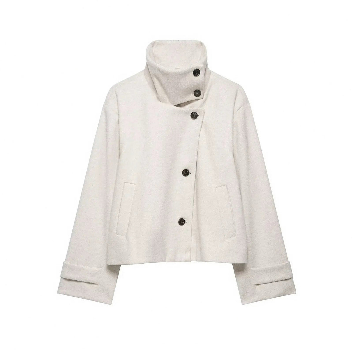 Brushed Funnel Neck Cropped Jacket
