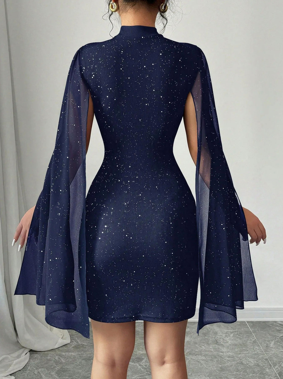 Cutout Cape Sleeve Mini Dress