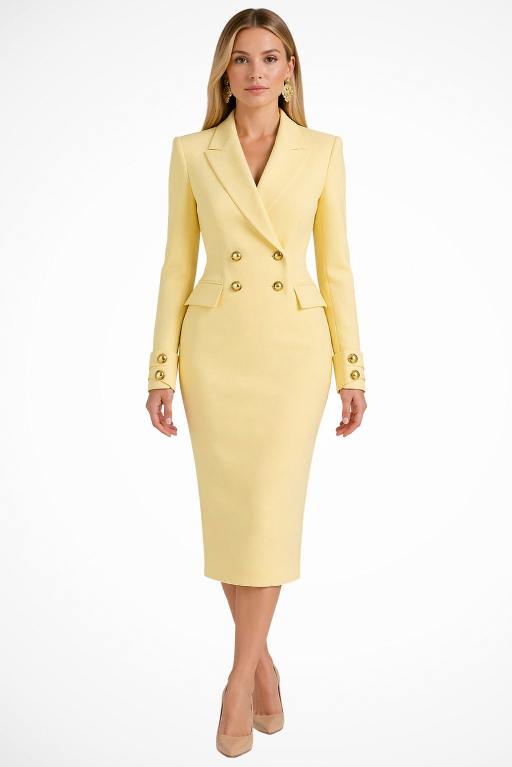 Double Breasted Midi Blazer Dress