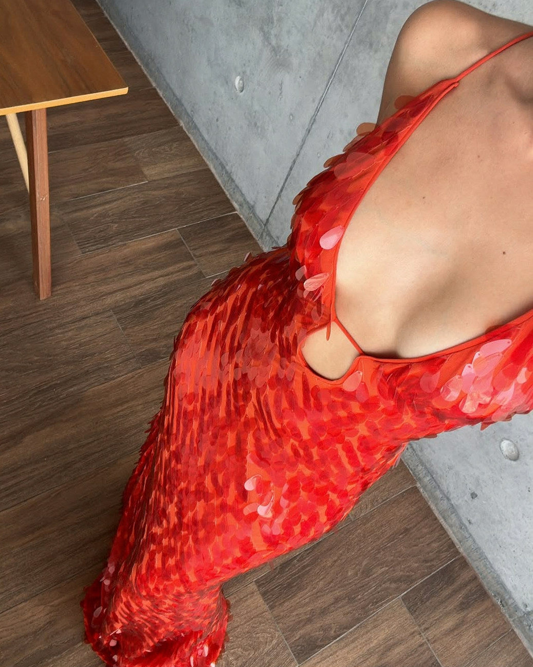 Sequin Cutout Fitted Maxi Dress