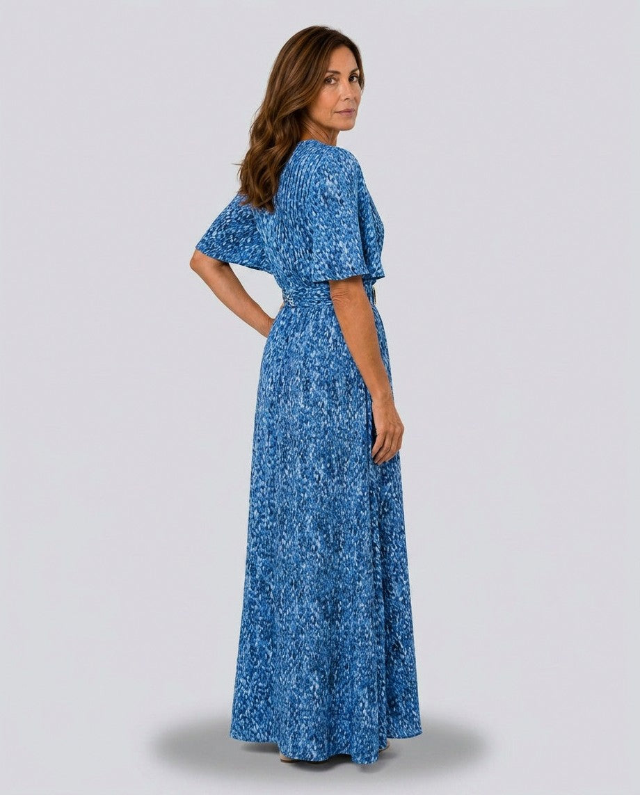 Abstract Belted Maxi Dress