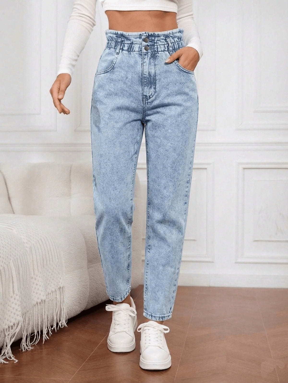 Acid Wash High Waist Jeans