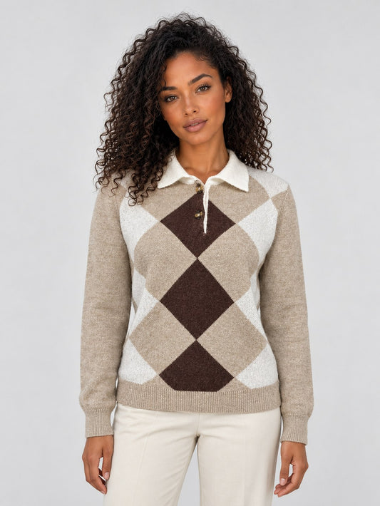 Argyle Collared Polo Sweater