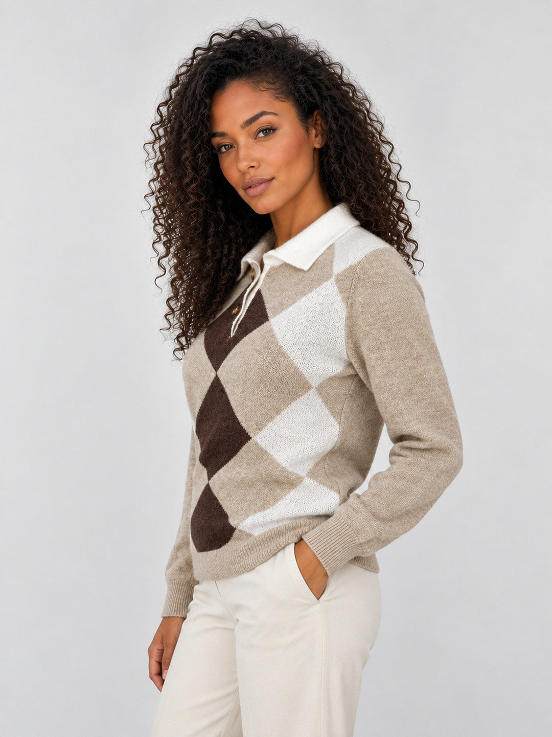 Argyle Collared Polo Sweater