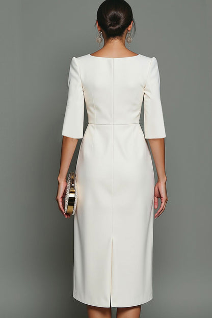Beaded Slit Sleeve Midi Sheath Dress