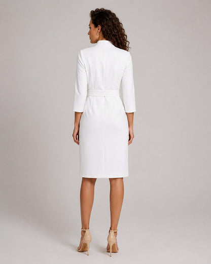 Belted 3/4 Sleeve Midi Dress