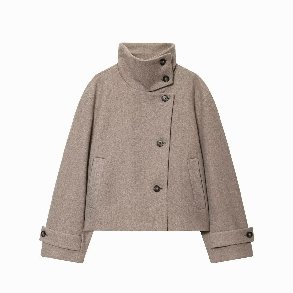 Brushed Funnel Neck Cropped Jacket