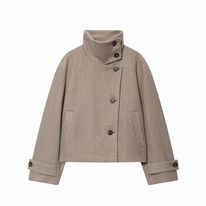 Brushed Funnel Neck Cropped Jacket