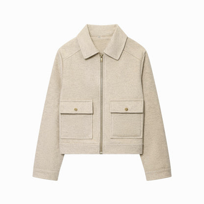 Brushed Funnel Neck Cropped Jacket