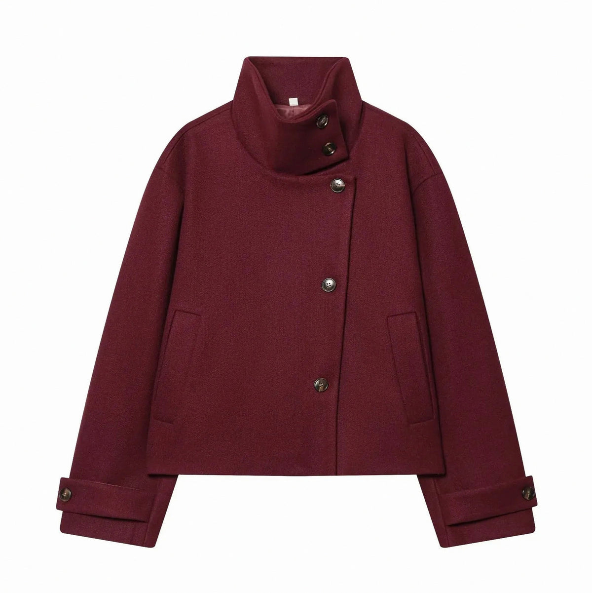 Brushed Funnel Neck Cropped Jacket