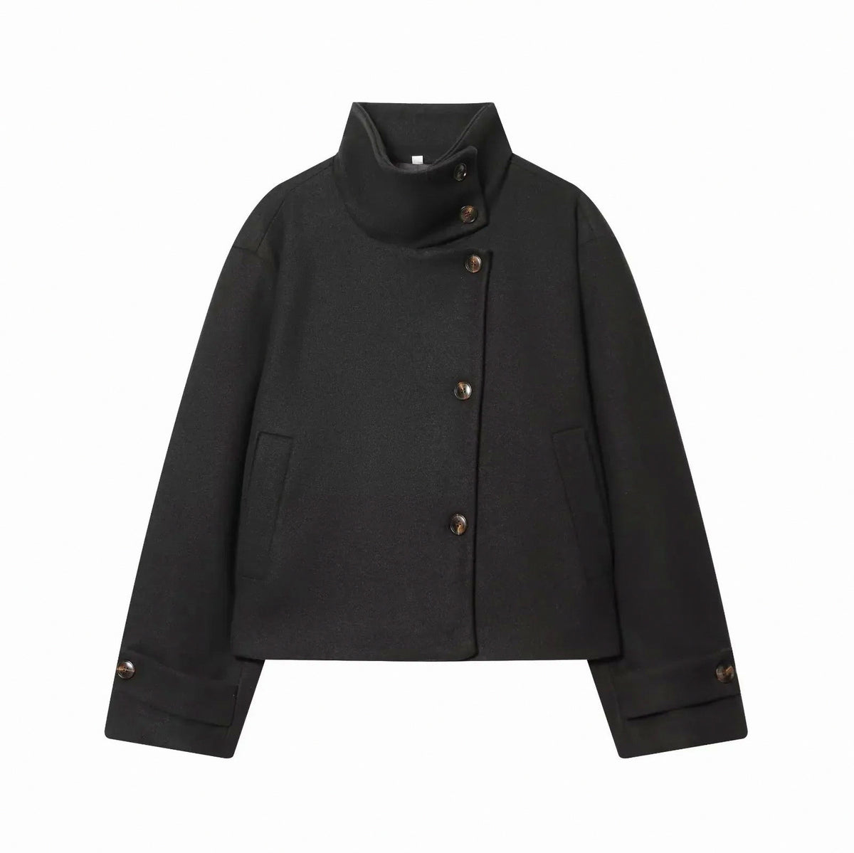 Brushed Funnel Neck Cropped Jacket