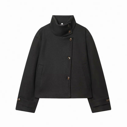 Brushed Funnel Neck Cropped Jacket
