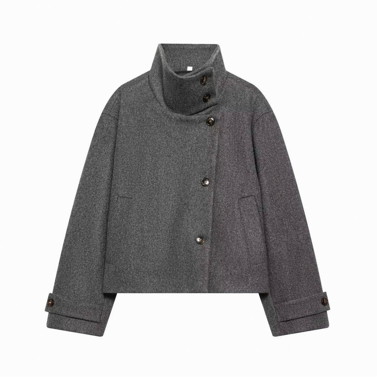 Brushed Funnel Neck Cropped Jacket