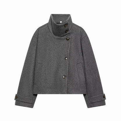 Brushed Funnel Neck Cropped Jacket