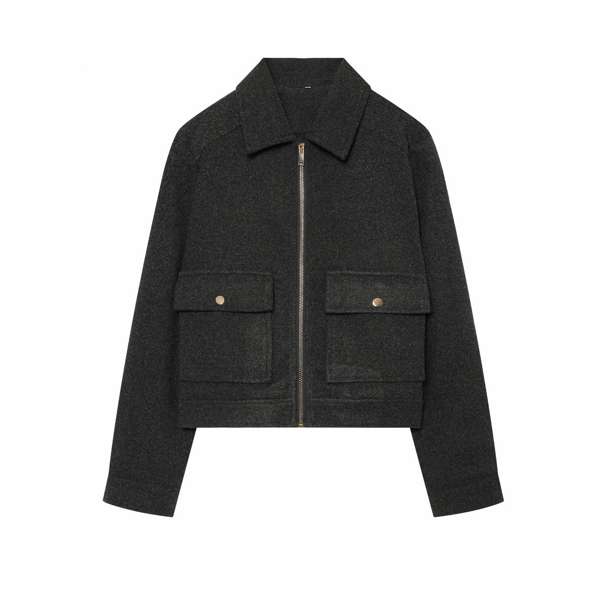 Brushed Funnel Neck Cropped Jacket