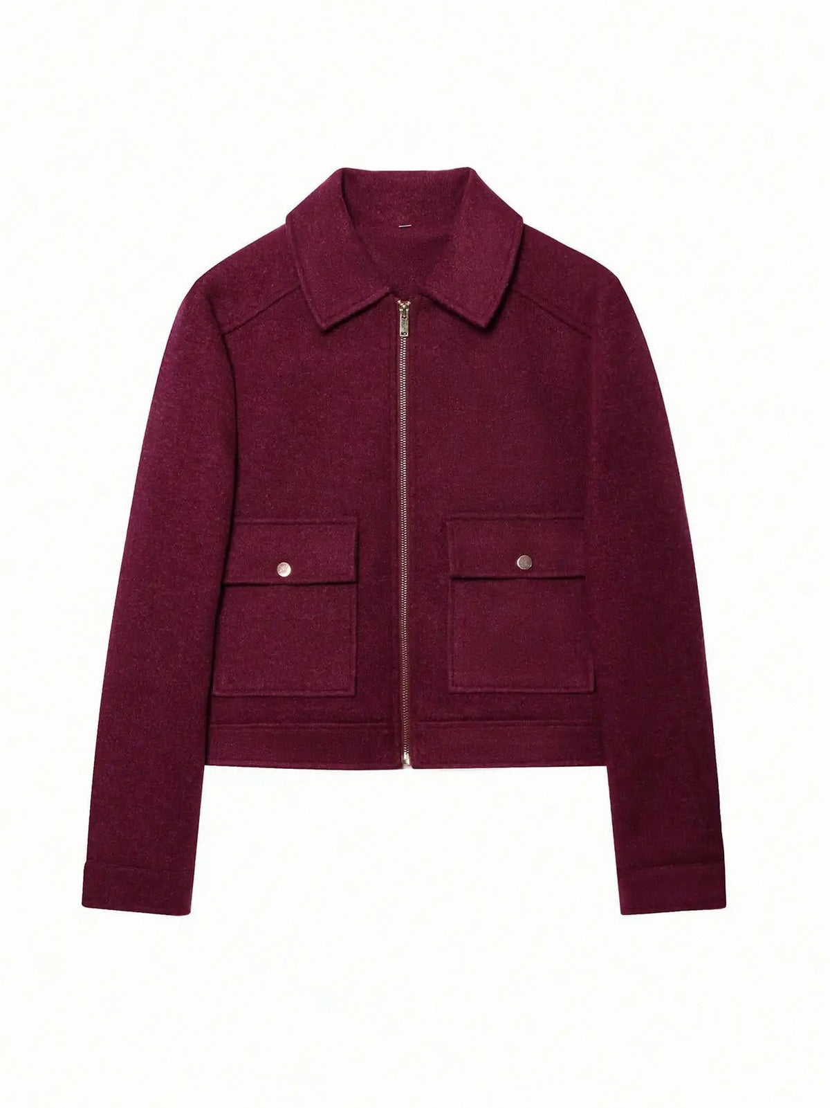 Brushed Funnel Neck Cropped Jacket
