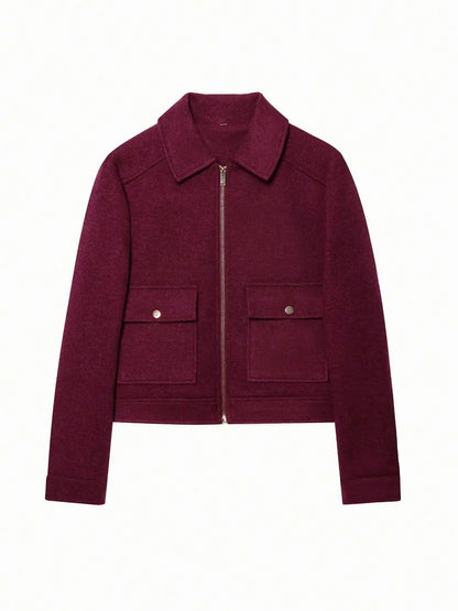 Brushed Funnel Neck Cropped Jacket