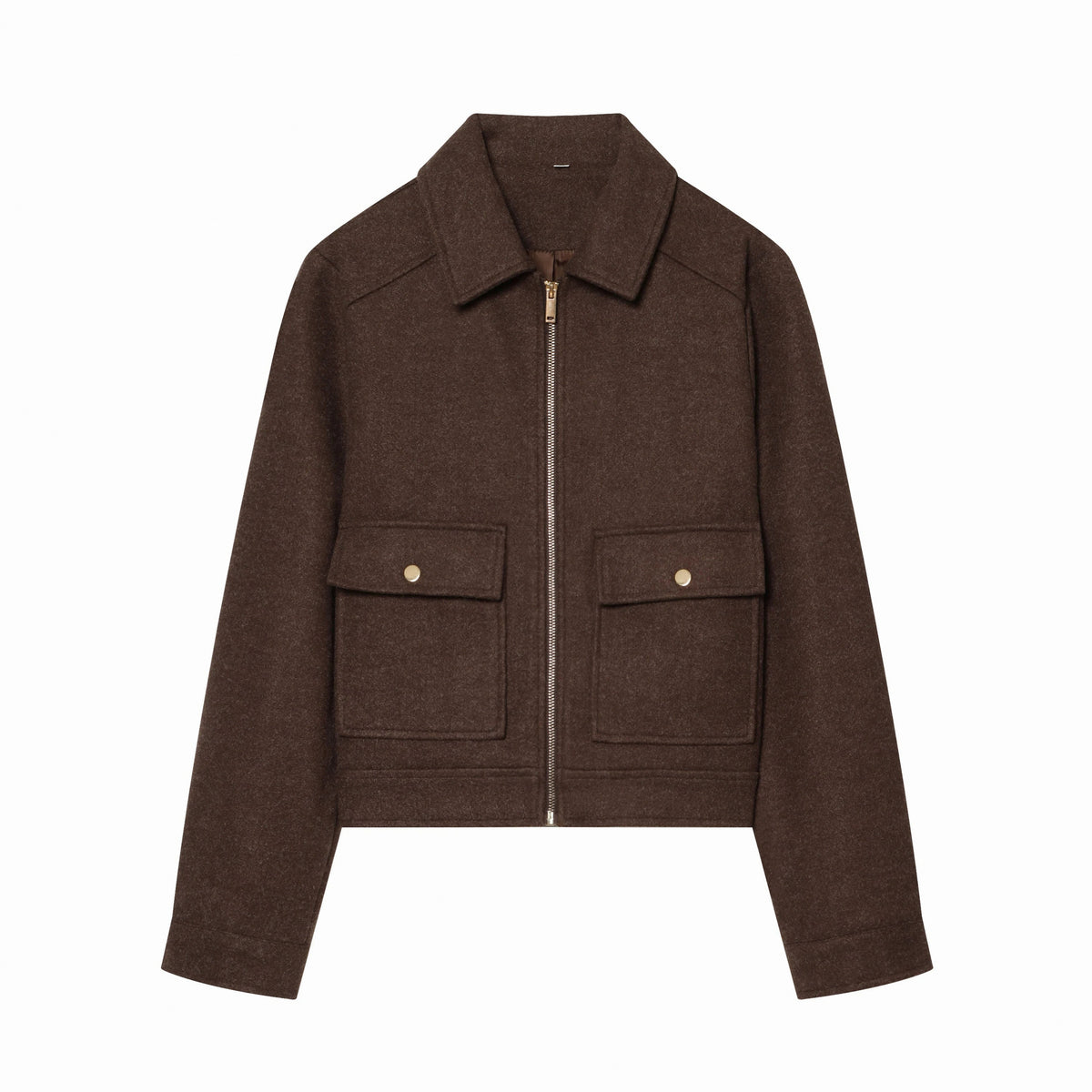 Brushed Funnel Neck Cropped Jacket