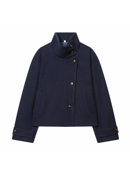 Brushed Funnel Neck Cropped Jacket
