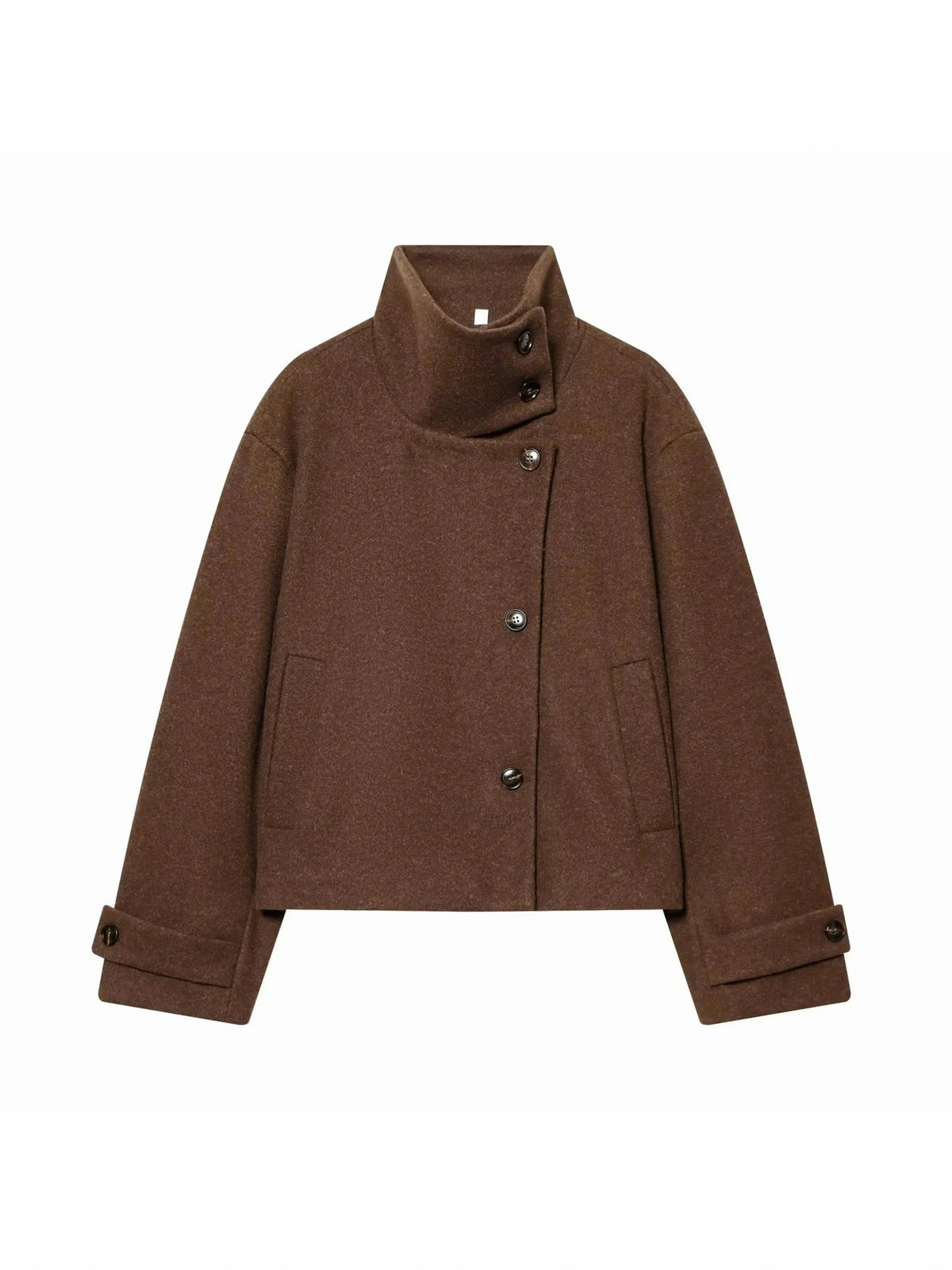 Brushed Funnel Neck Cropped Jacket