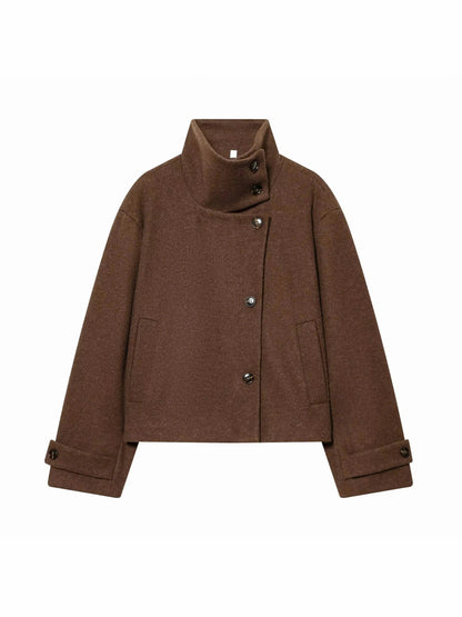 Brushed Funnel Neck Cropped Jacket