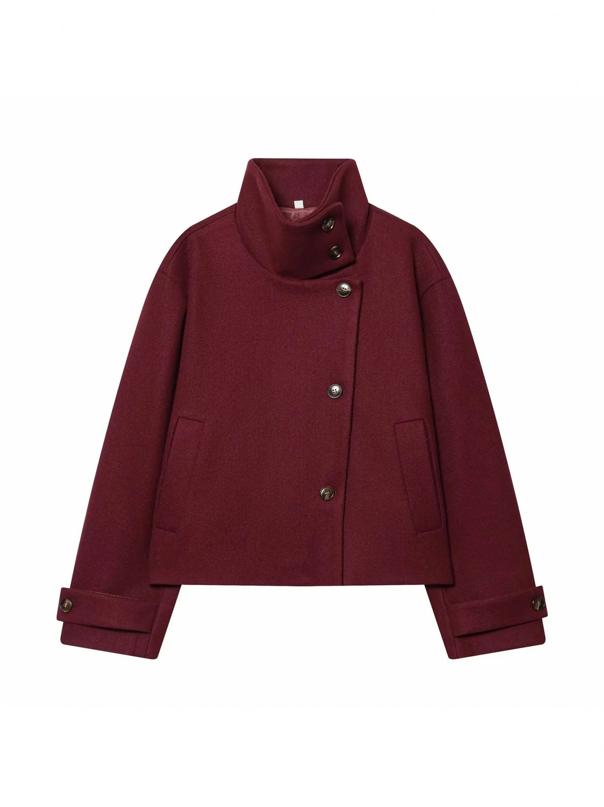 Brushed Funnel Neck Cropped Jacket