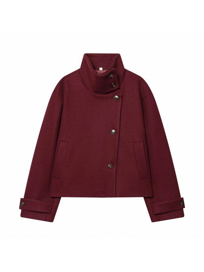 Brushed Funnel Neck Cropped Jacket
