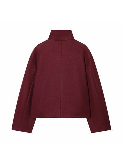 Brushed Funnel Neck Cropped Jacket