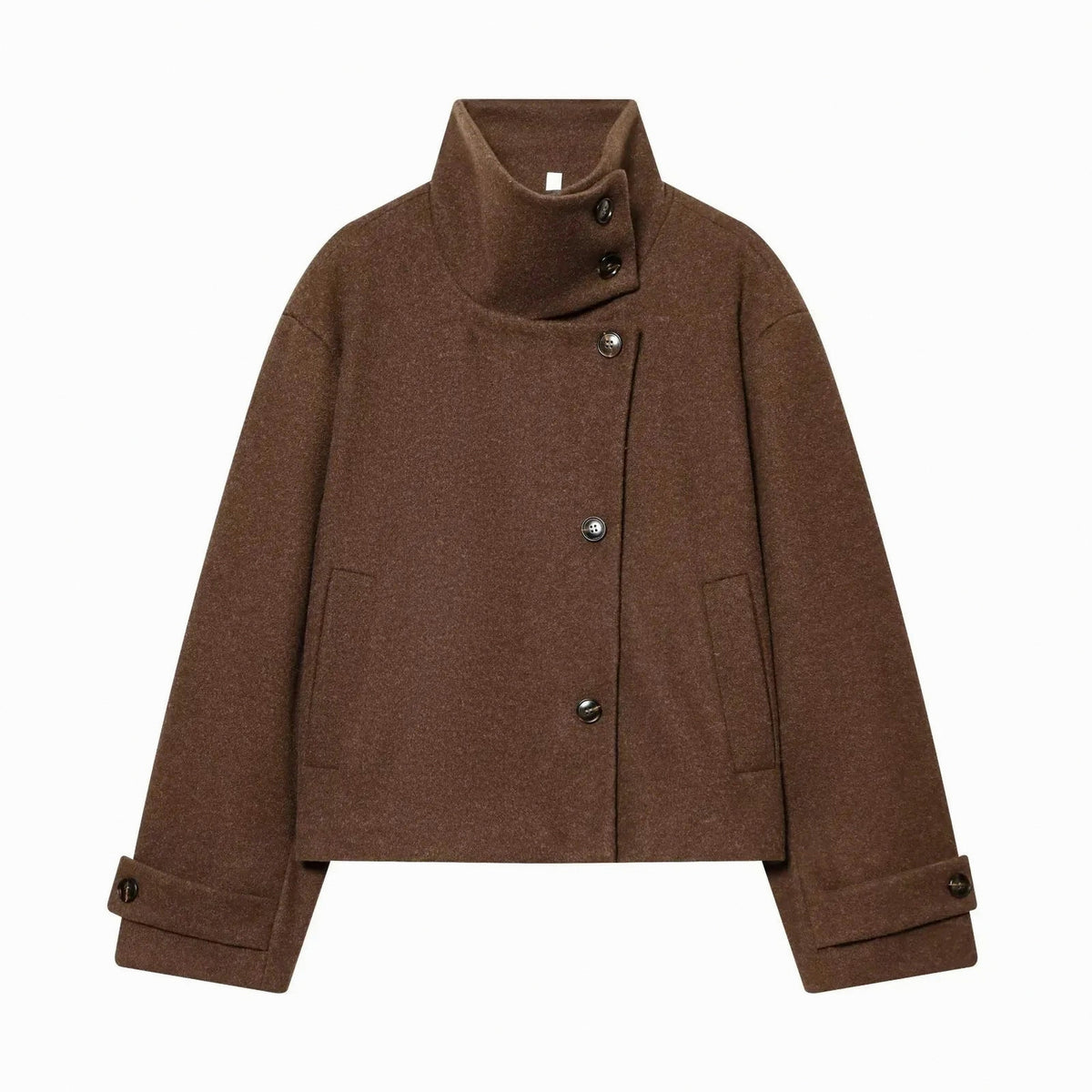 Brushed Funnel Neck Cropped Jacket