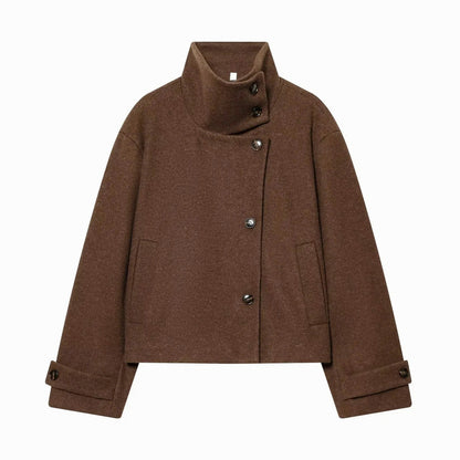 Brushed Funnel Neck Cropped Jacket