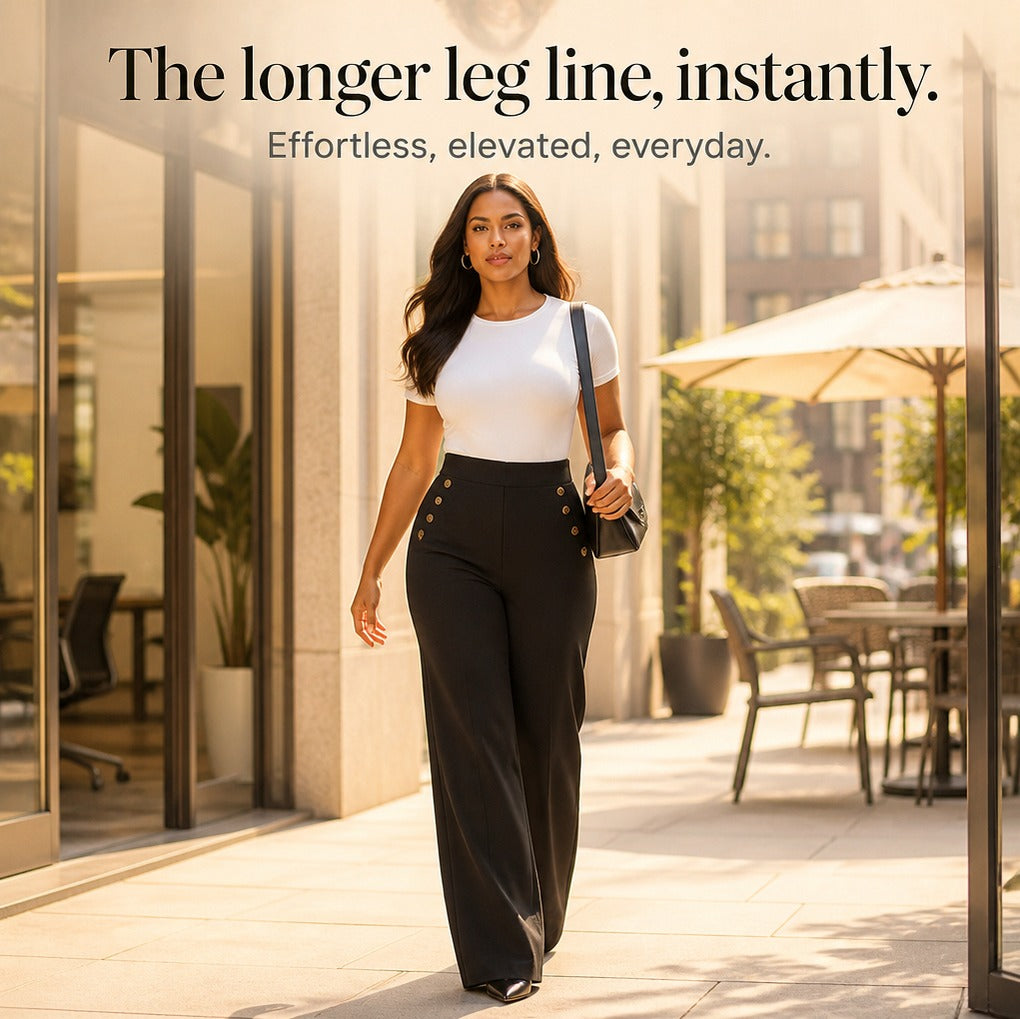 Button Accent Wide Leg Pants