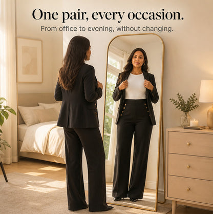 Button Accent Wide Leg Pants