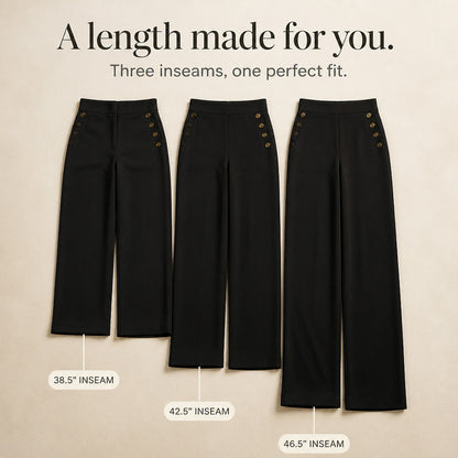 Button Accent Wide Leg Pants