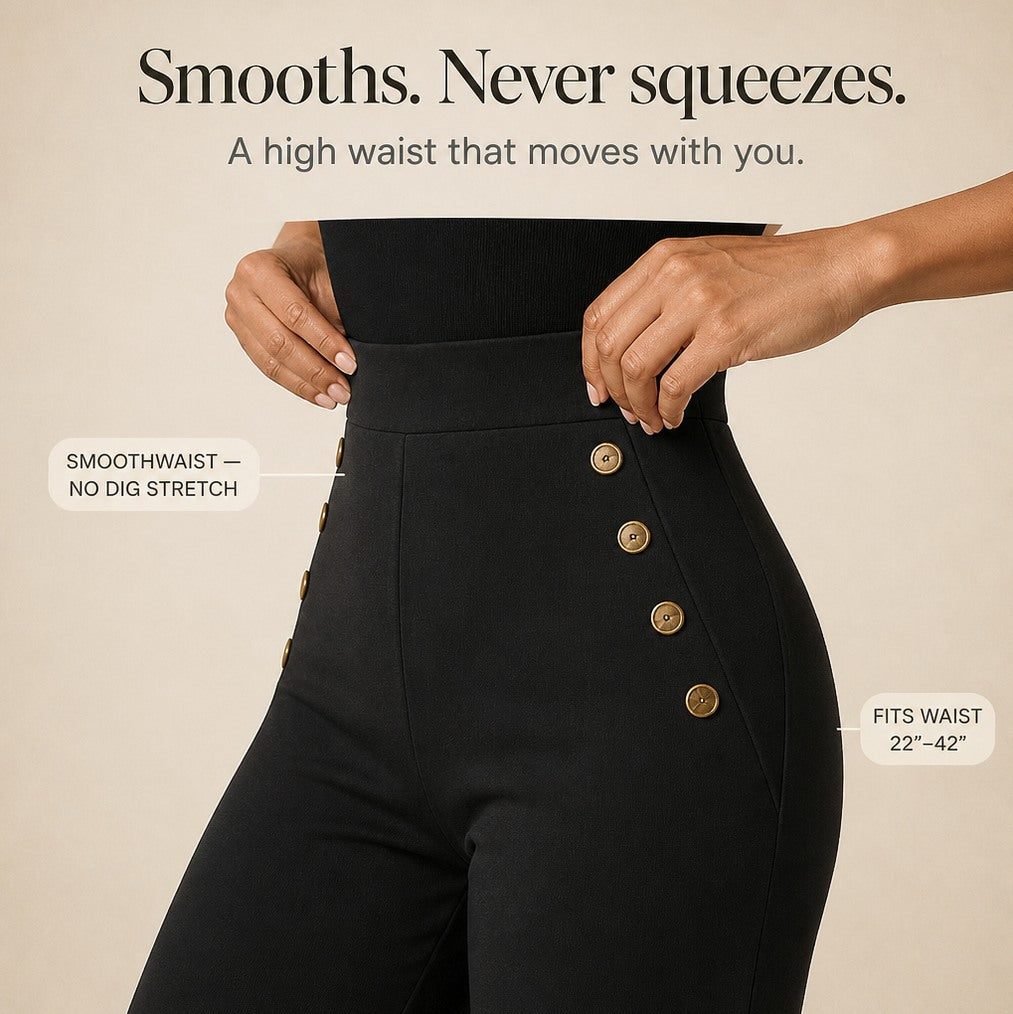 Button Accent Wide Leg Pants