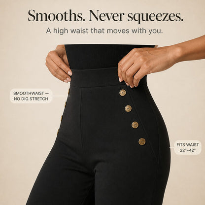 Button Accent Wide Leg Pants