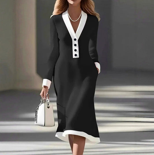 Long Sleeve Button Front Midi Dress