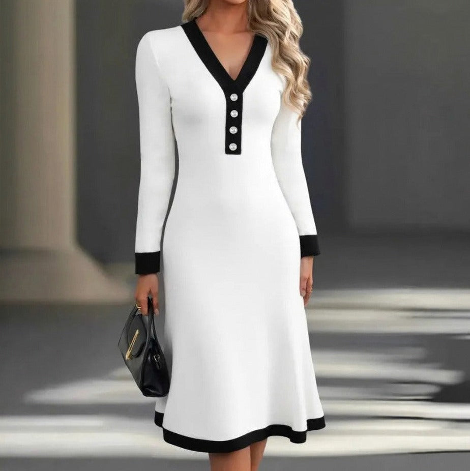 Long Sleeve Button Front Midi Dress
