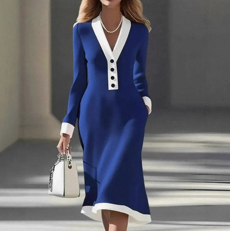 Long Sleeve Button Front Midi Dress