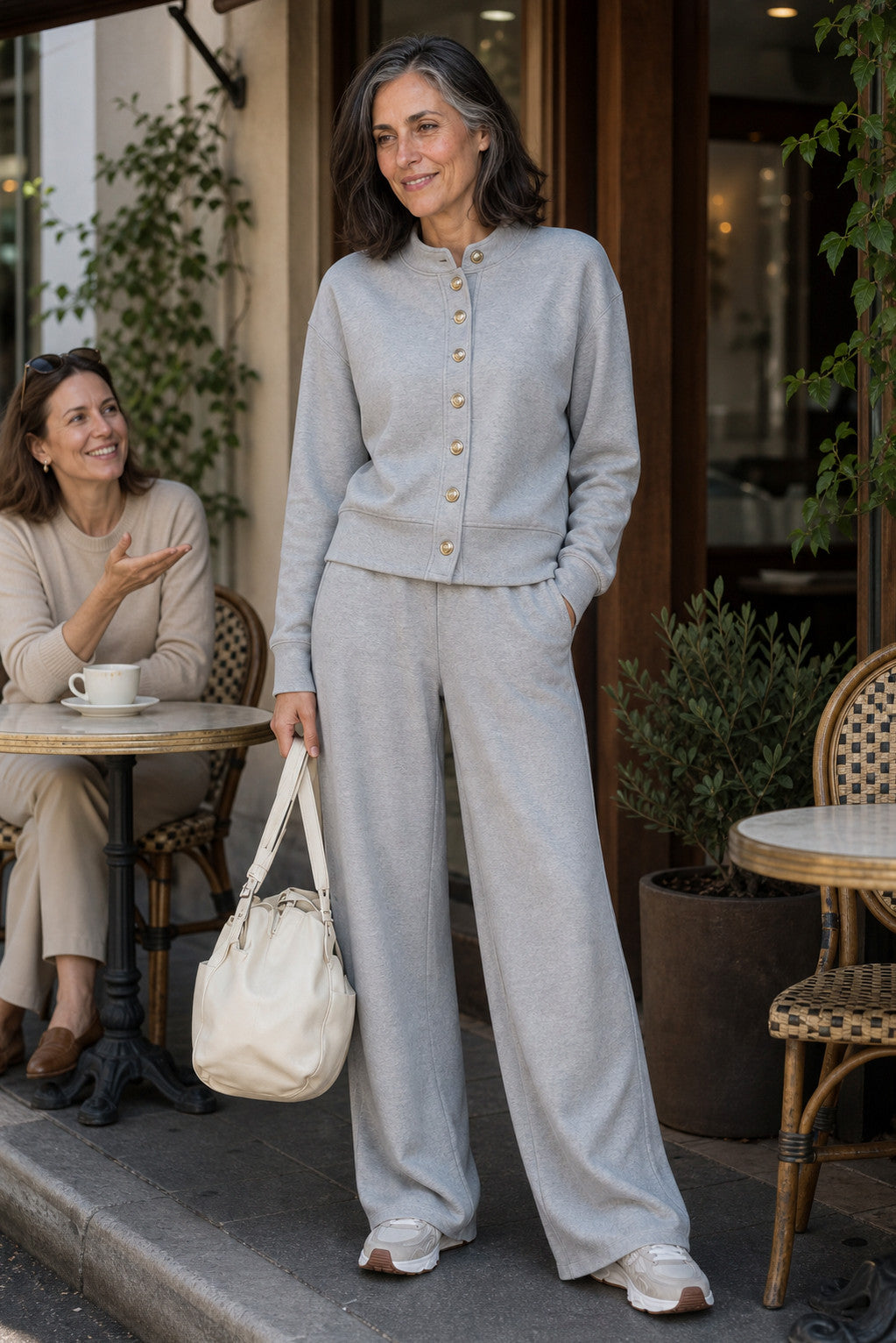 Button Front Wide Leg Lounge Set