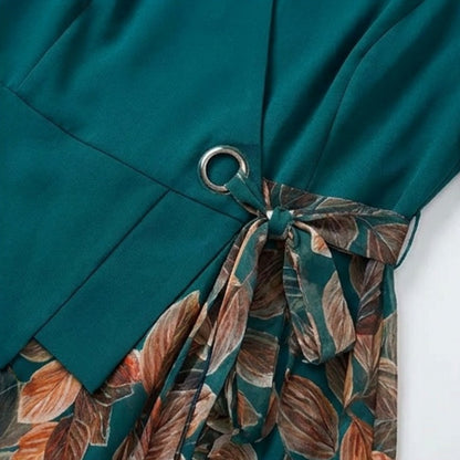 Chiffon A-Line 3/4 Sleeve Midi Dress
