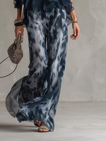 Chiffon Halter Top Wide Leg Pant Set