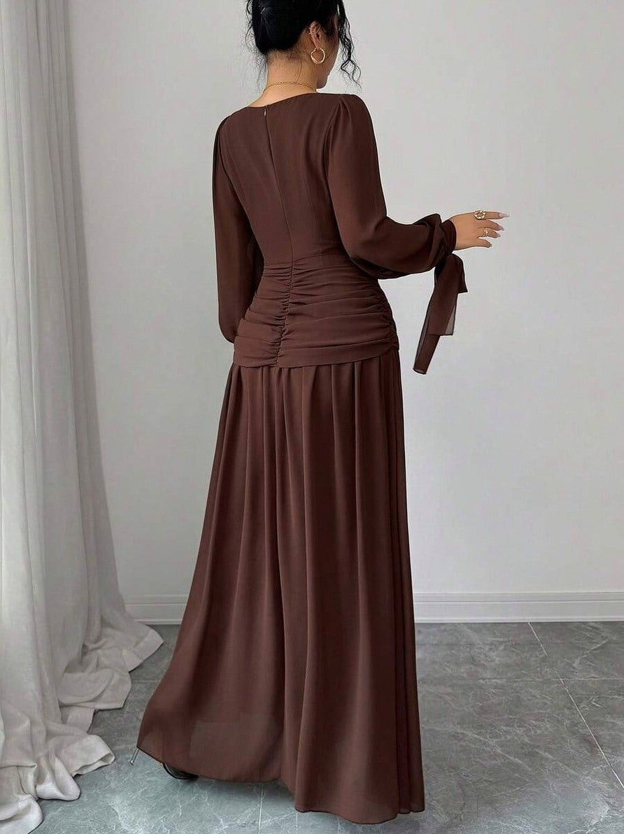 Chiffon Cowl Neck Maxi Dress