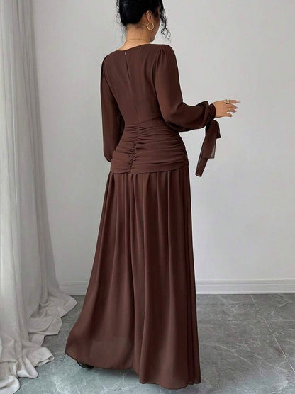 Chiffon Cowl Neck Maxi Dress