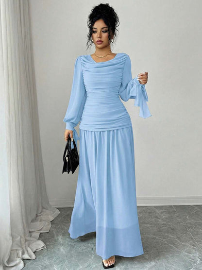 Chiffon Cowl Neck Maxi Dress