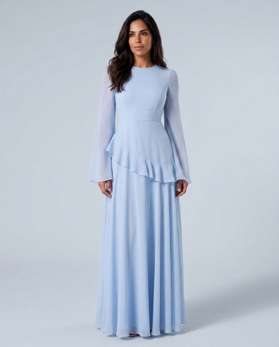 Chiffon Long Sleeve Maxi Dress