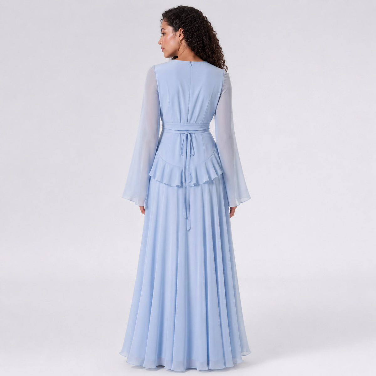 Chiffon Long Sleeve Maxi Dress