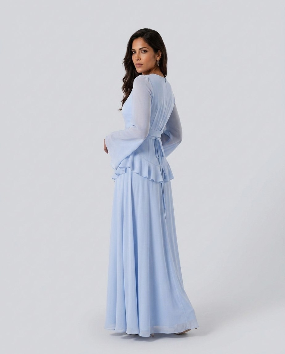 Chiffon Long Sleeve Maxi Dress