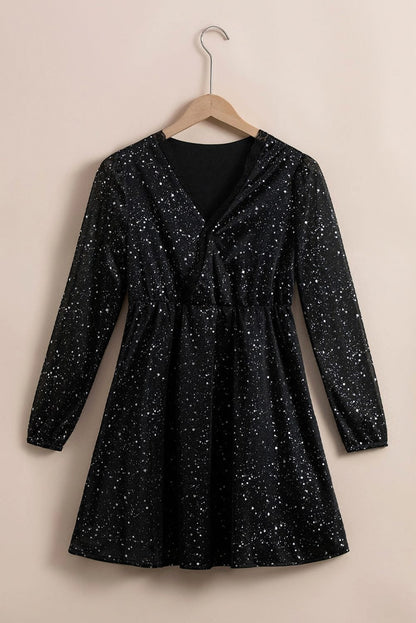 Chiffon Long Sleeve Mini Dress