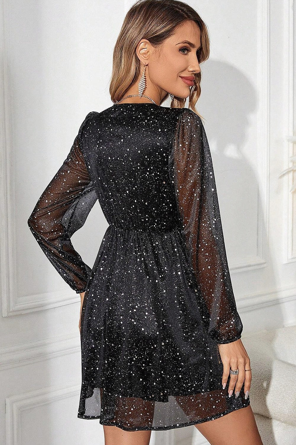 Chiffon Long Sleeve Mini Dress