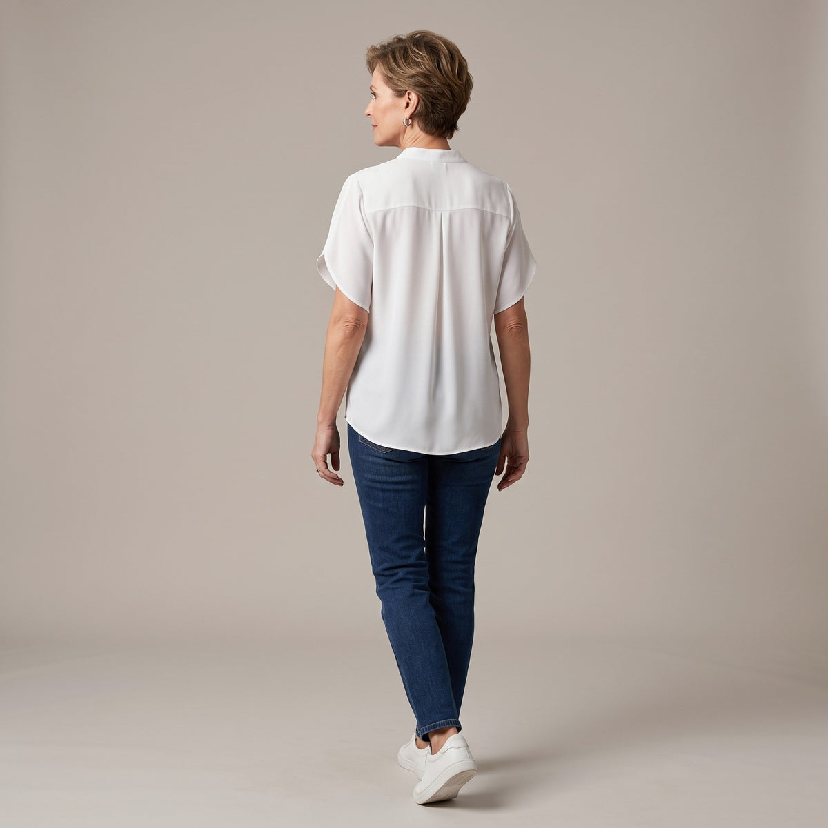 Tulip Sleeve Notch Neck Blouse